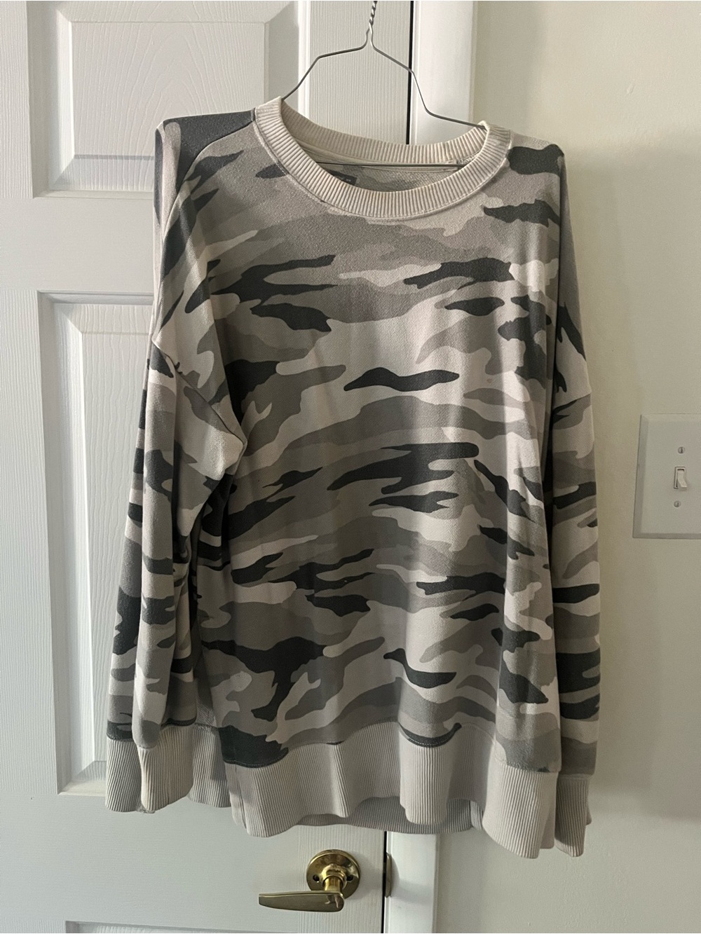 WoMen's Gray Camo Crewneck